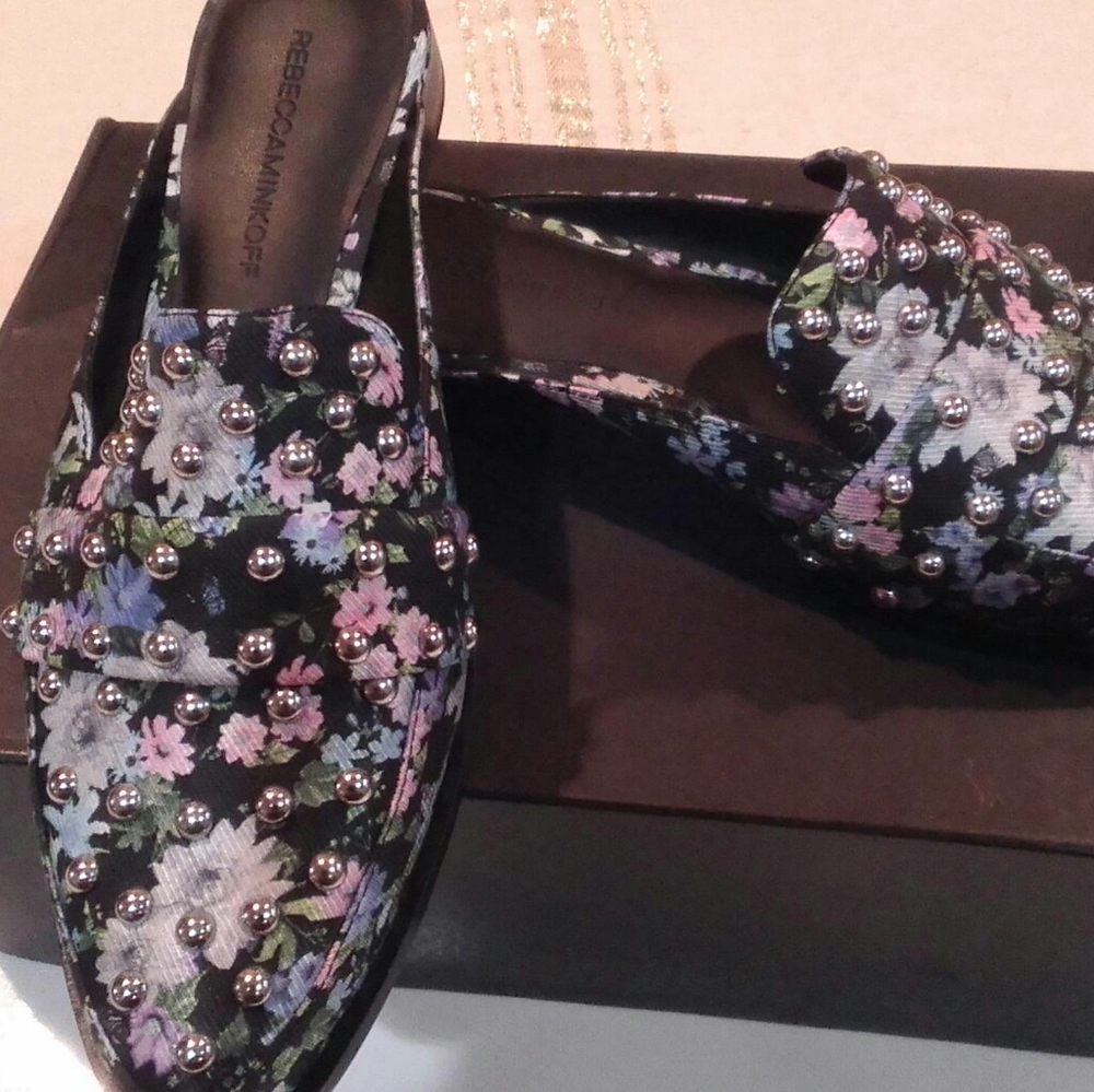 Rebecca Minkoff Floral Studded Slides NIB Size 7.5
